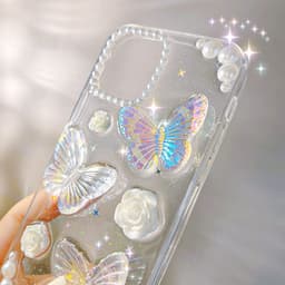 image-New three-dimensional butterfly iPhone13 mobile phone case 11 Apple 12ProMax Epoxy glitter xs suitable for 7/8p