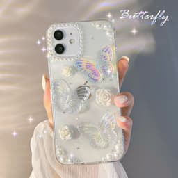 image-New three-dimensional butterfly iPhone13 mobile phone case 11 Apple 12ProMax Epoxy glitter xs suitable for 7/8p