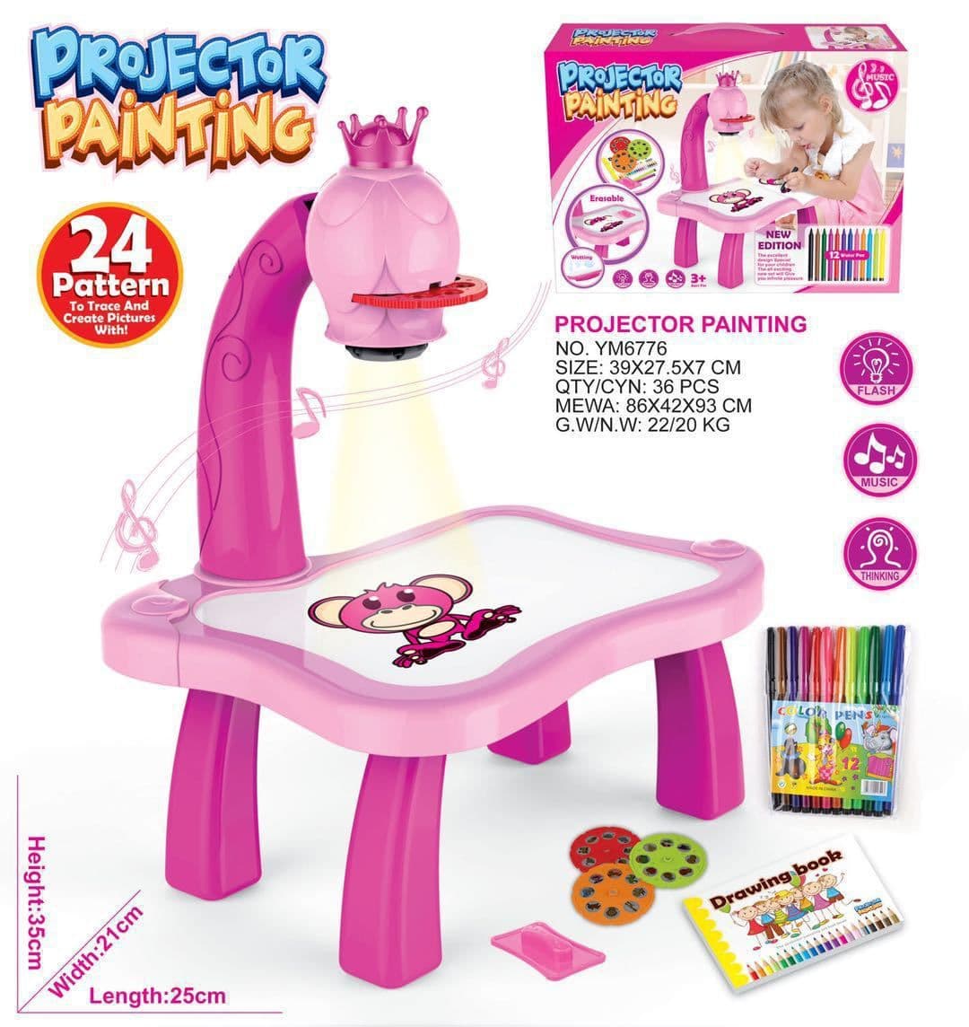 image-Cross-border children's intelligent projection painting machine enlightenment early education drawing board table color drawing board children graffiti whiteboard