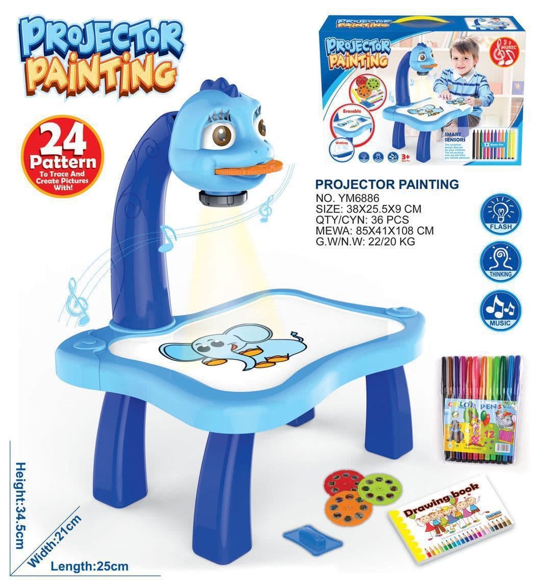 image-Cross-border children's intelligent projection painting machine enlightenment early education drawing board table color drawing board children graffiti whiteboard