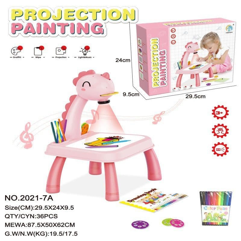 image-Cross-border children's intelligent projection painting machine enlightenment early education drawing board table color drawing board children graffiti whiteboard