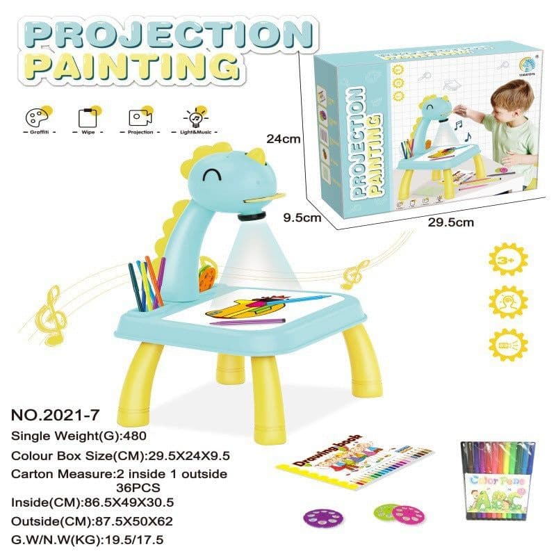 image-Cross-border children's intelligent projection painting machine enlightenment early education drawing board table color drawing board children graffiti whiteboard