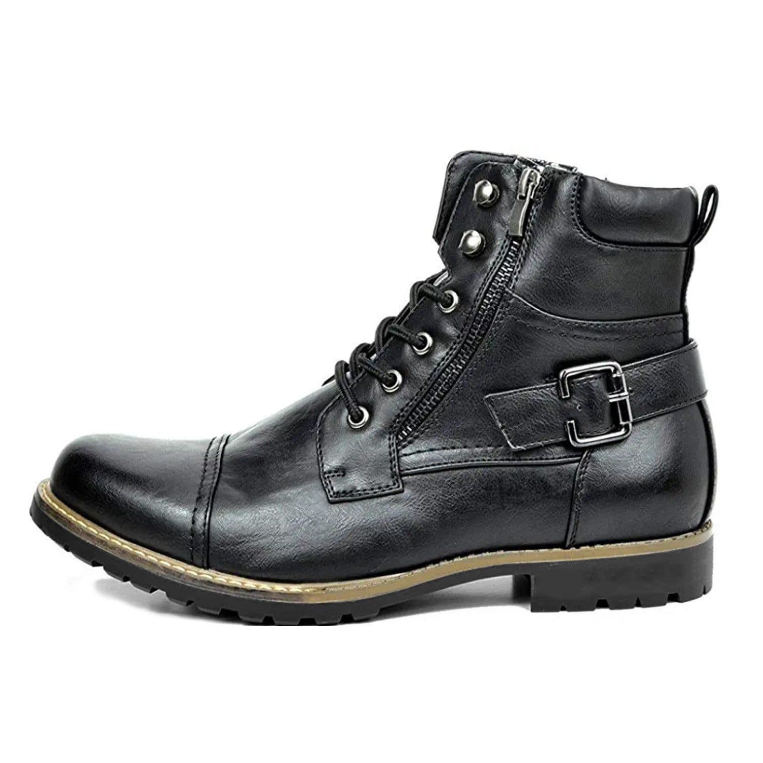 image-HPIOPL cross-border model 3009 knight metal double zipper knight boots men's leather boots motorcycle boots 48 large size
