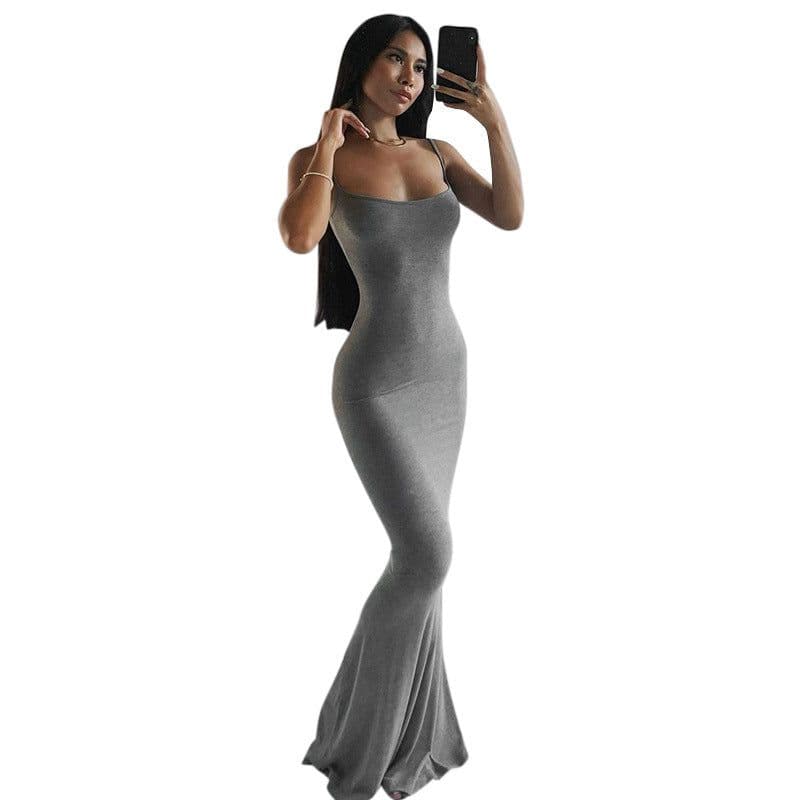 image-2023 European and American Kardashian skims replacement human peach pure desire slim peach hip suspender long fishtail skirt