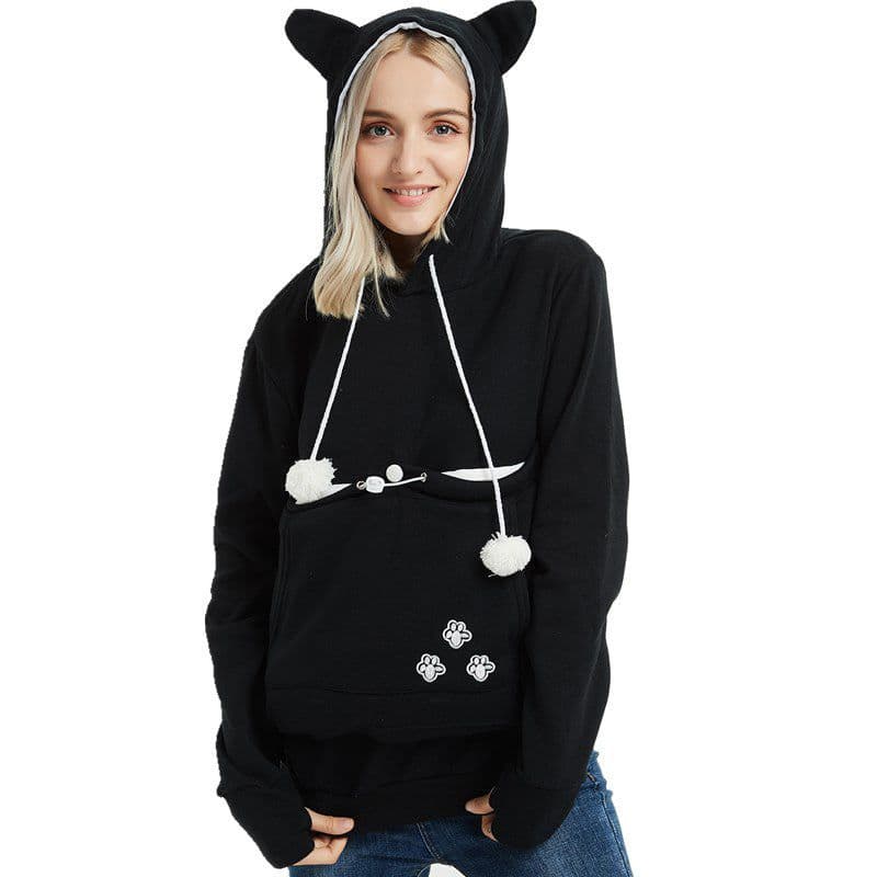 image-2022 cross-border explosive solid color hooded sweater AliExpress European and American loose pullover pet sweater women's autumn and winter models