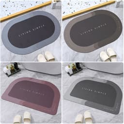 image-Xia Lang Floor Mat Oval Bathroom Absorbent Foot Mat Toilet Bathroom Door Carpet Household Bathroom Bedroom Kitchen Mat