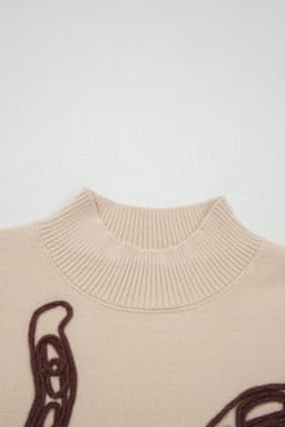 image-Parchment Corded Horseshoes Sweater - Mock Neck