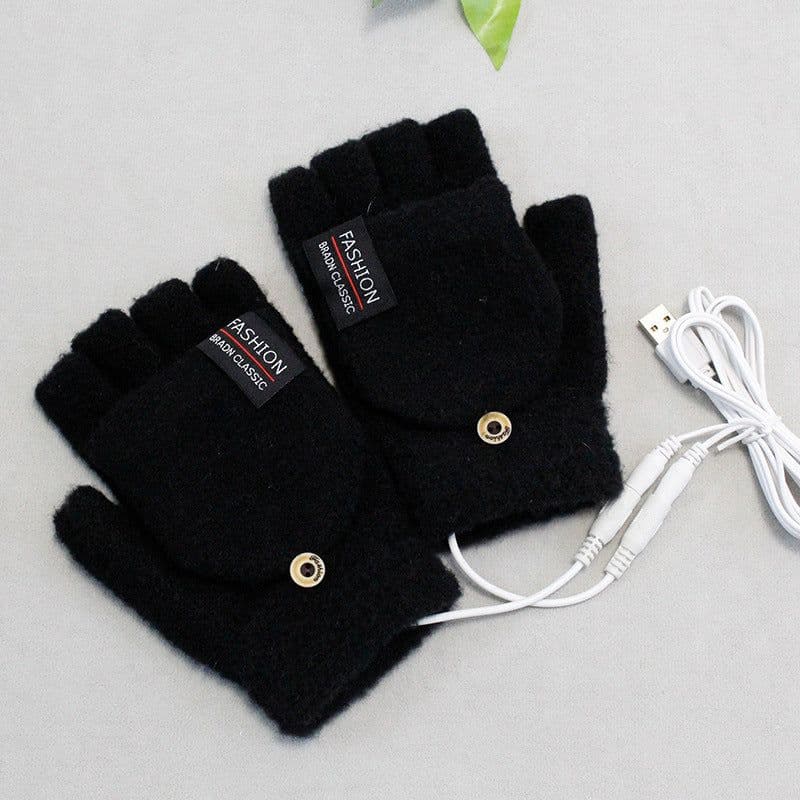 image-Cross-border e-commerce products hot-selling winter heating winter warm flip gloves USB touch screen warm heating gloves