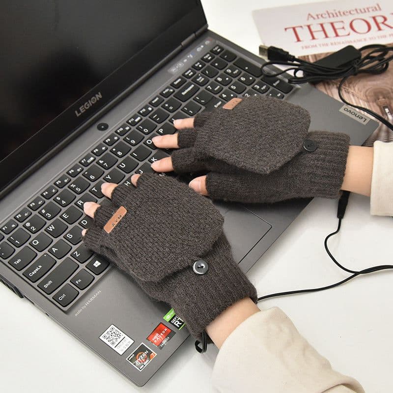 image-Cross-border e-commerce products hot-selling winter heating winter warm flip gloves USB touch screen warm heating gloves
