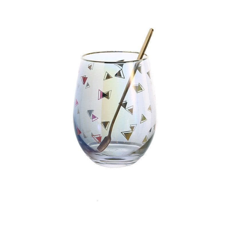 image-Creative Glass Water Cup, Colorful Breakfast Cup, Painted Gilt Cup, Creative Coffee Cup And Saucer Set