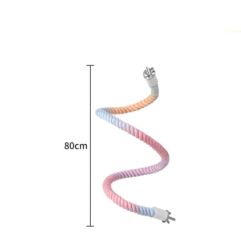 image-Gradient Colorful Bird Rope Perch Stand For Bird Cages Bendable Climbing Rope Cage Accessory Toy For Cockatiel Parakeet Sugar Glider