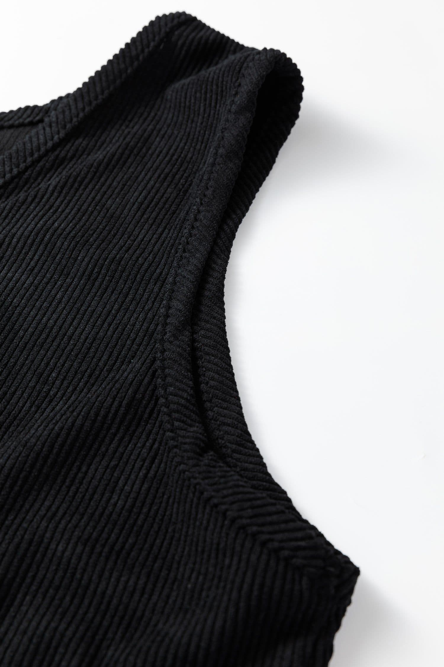 image-Black Plus Size Corduroy Mini Dress Patch Pockets