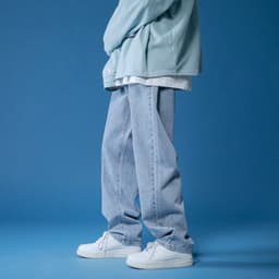 image-Jeans Men's Spring and Autumn Straight Loose Casual Wide-Leg Pants
