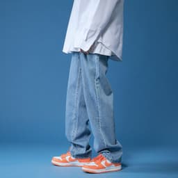 image-Jeans Men's Spring and Autumn Straight Loose Casual Wide-Leg Pants