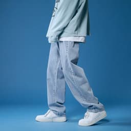 image-Jeans Men's Spring and Autumn Straight Loose Casual Wide-Leg Pants