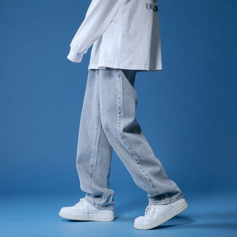 image-Jeans Men's Spring and Autumn Straight Loose Casual Wide-Leg Pants