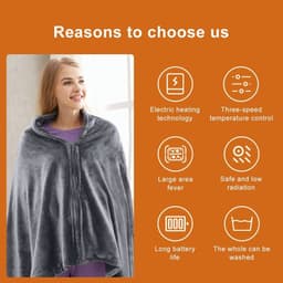 image-USB plug-in heating warm blanket coral flannel warm body drape cover electric blanket knee blanket temperature adjustment shawl blanket