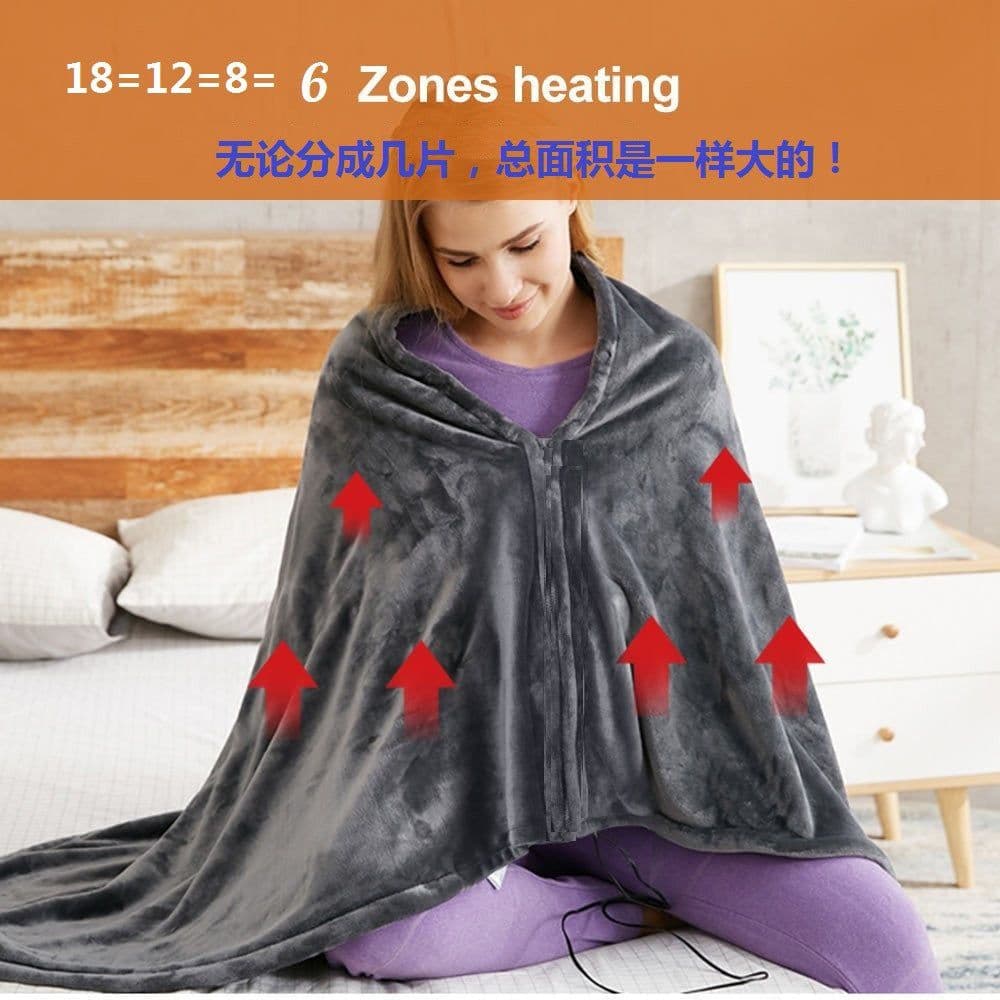 image-USB plug-in heating warm blanket coral flannel warm body drape cover electric blanket knee blanket temperature adjustment shawl blanket