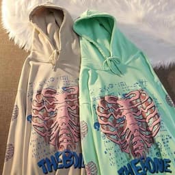 image-AliExpress wish cross-border hot sale autumn and winter Korean street Harajuku bone hoodie loose plus fleece sweater