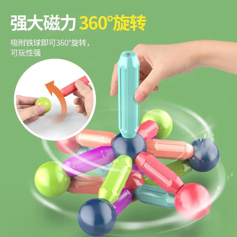 image-Manufacturers cross-border puzzles, ever-changing strong magnetic sticks, children's assembling magnet building blocks toys, early education magnetic kindergarten