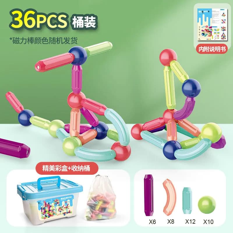 image-Manufacturers cross-border puzzles, ever-changing strong magnetic sticks, children's assembling magnet building blocks toys, early education magnetic kindergarten