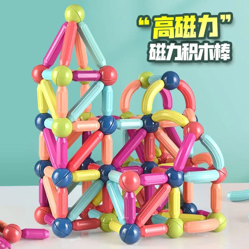 image-Manufacturers cross-border puzzles, ever-changing strong magnetic sticks, children's assembling magnet building blocks toys, early education magnetic kindergarten