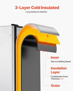 image-VEVOR Undercounter Built-in Ice Maker, 50 Lbs/Day Under Counter Ice Maker Machine with Drain Pump Reversible Door Stainless Steel, Freestanding Ice Maker for Commercial Home Kitchen