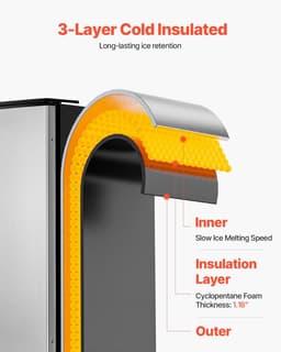 image-VEVOR Undercounter Built-in Ice Maker, 80 Lbs/Day Under Counter Ice Maker Machine with Reversible Door Stainless Steel, Freestanding Ice Maker for Commercial Home Kitchen, Electric Drainage
