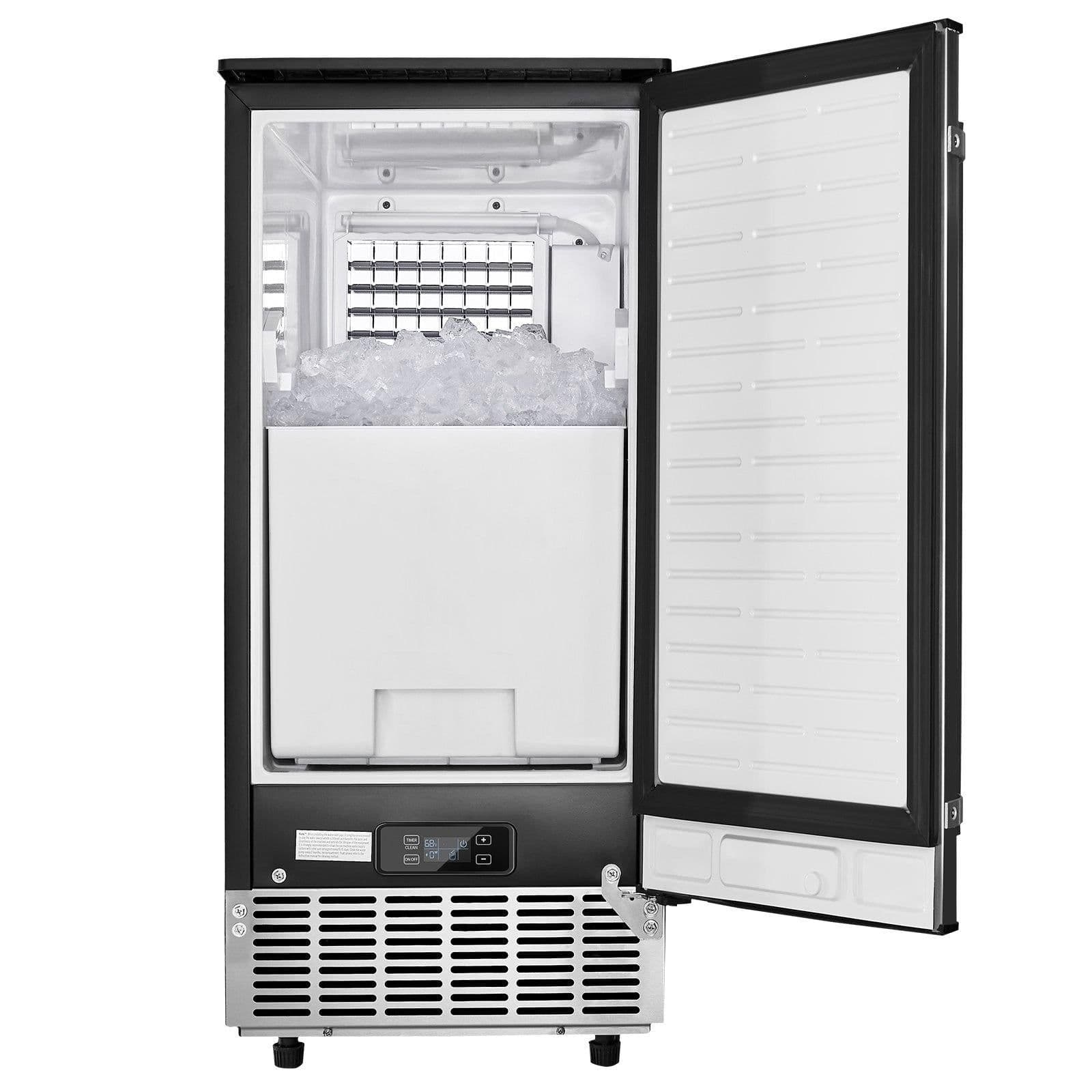 image-VEVOR Undercounter Built-in Ice Maker, 80 Lbs/Day Under Counter Ice Maker Machine with Reversible Door Stainless Steel, Freestanding Ice Maker for Commercial Home Kitchen, Electric Drainage