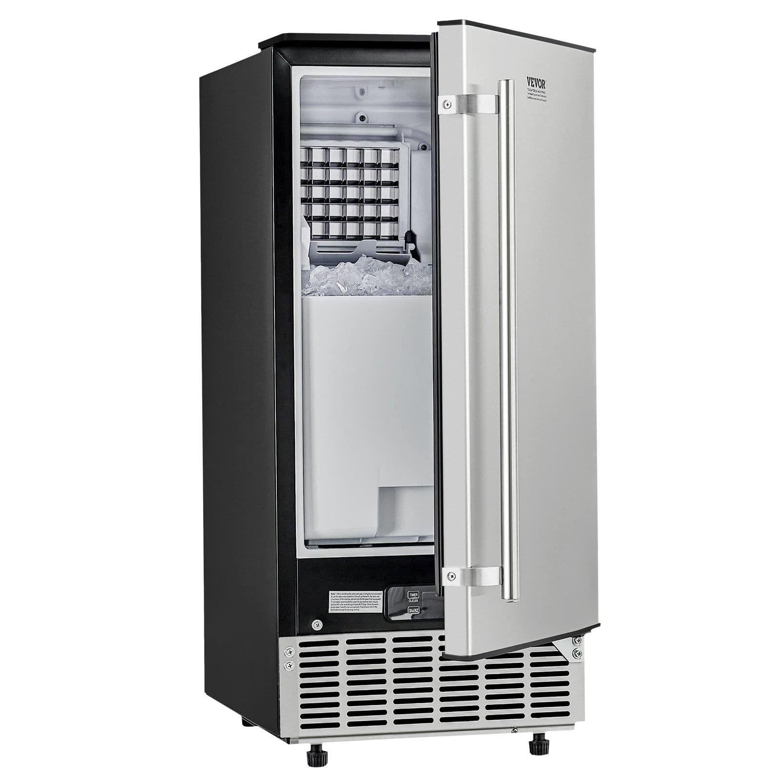 image-VEVOR Undercounter Built-in Ice Maker, 80 Lbs/Day Under Counter Ice Maker Machine with Reversible Door Stainless Steel, Freestanding Ice Maker for Commercial Home Kitchen, Electric Drainage