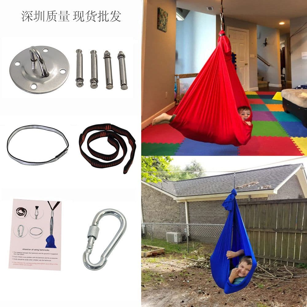 image-Amazon's best-selling children's elastic hammock hanging chair indoor and outdoor swing children's hammock swing yoga Shenzhen factory
