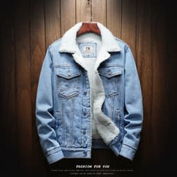 image-2021 winter plus fluff collar denim jacket male Korean version of the trend of self-cultivation plus size cotton-padded clothes cotton-padded clothes