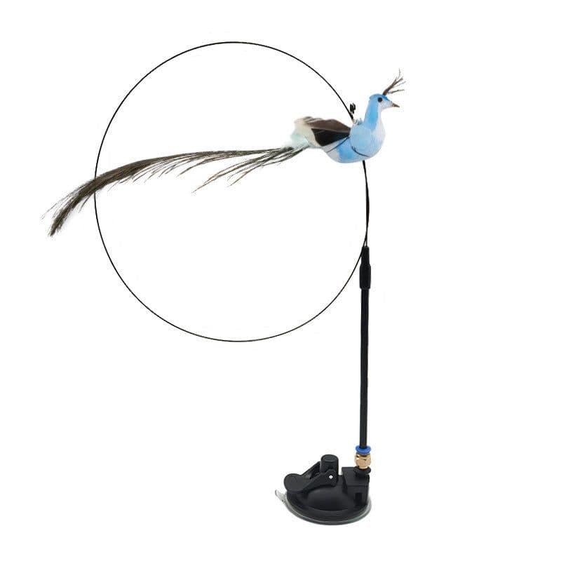 image-Bird Feather Automatic Cat Flirting Stick Long Rod Cat Bell Suction Cup Cat Toy Durable Cat Supplies Self-Enjoyment and Relief from Boredom