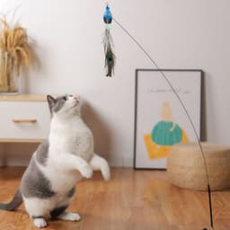 image-Bird Feather Automatic Cat Flirting Stick Long Rod Cat Bell Suction Cup Cat Toy Durable Cat Supplies Self-Enjoyment and Relief from Boredom