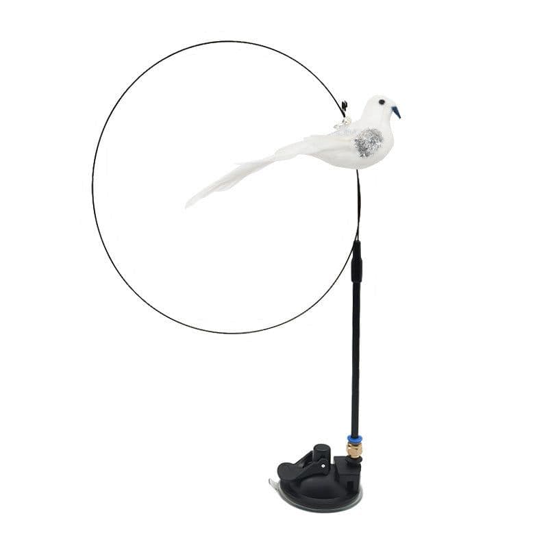image-Bird Feather Automatic Cat Flirting Stick Long Rod Cat Bell Suction Cup Cat Toy Durable Cat Supplies Self-Enjoyment and Relief from Boredom