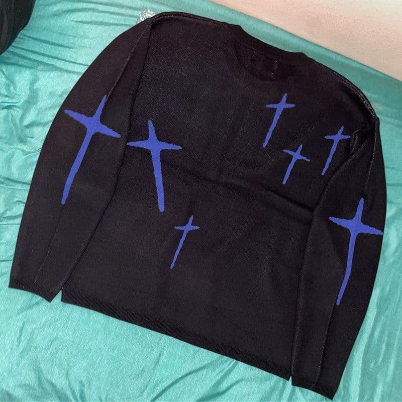 image-22 years new animation two-dimensional sweater couple hip-hop national tide brand oversize loose spring and autumn new knitting