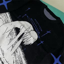 image-22 years new animation two-dimensional sweater couple hip-hop national tide brand oversize loose spring and autumn new knitting