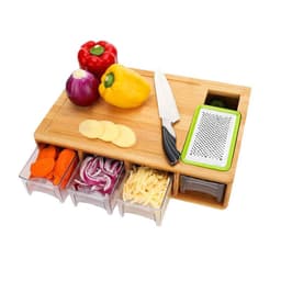 image-Factory direct sales multi-functional classified bamboo bamboo with drawer chopping board cutting board set household bamboo bamboo