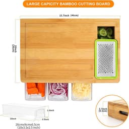 image-Factory direct sales multi-functional classified bamboo bamboo with drawer chopping board cutting board set household bamboo bamboo