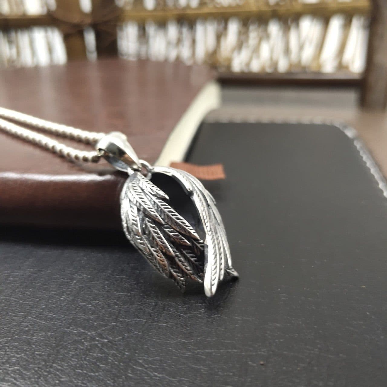 image-Sterling silver niche angel devil wings dark necklace trendy men and women street ins couple hip hop pendant jewelry