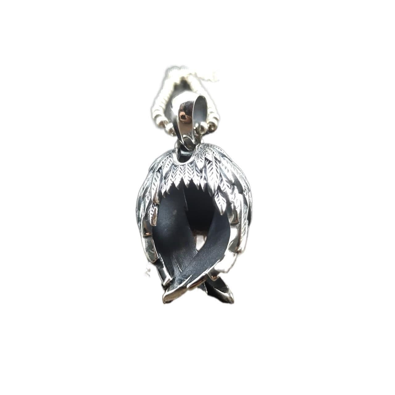 image-Sterling silver niche angel devil wings dark necklace trendy men and women street ins couple hip hop pendant jewelry