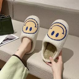 image-2021 foreign trade explosion models smiley slippers men and women neutral winter warm indoor home cotton slippers
