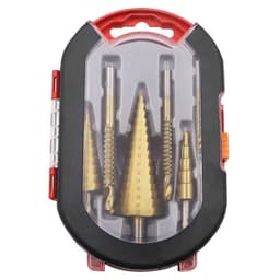 image-High-speed steel 4241 titanium-plated step drill set triangular handle drill bit 6pcs pagoda drill woodworking slot saw drill set