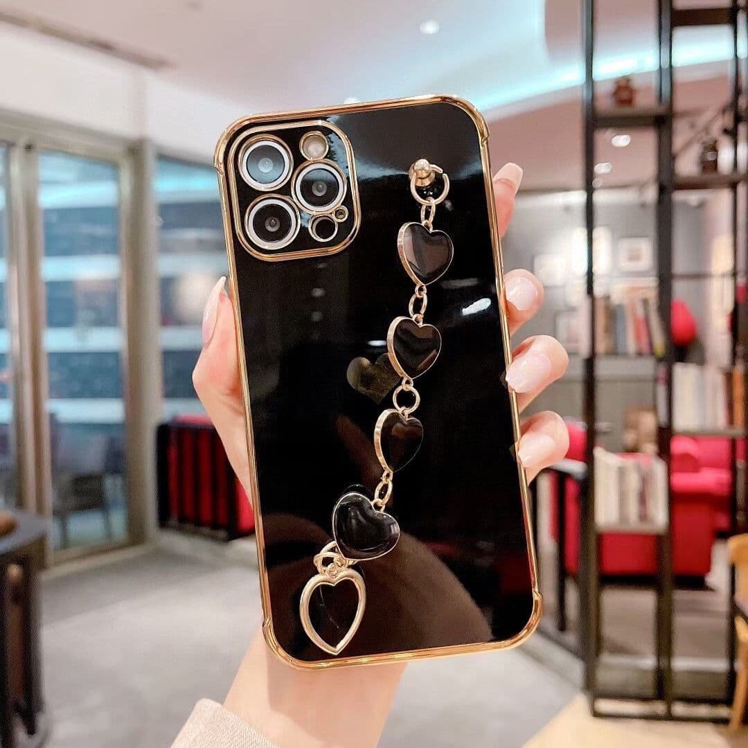 image-Suitable for iphone7plus apple xs mobile phone shell 13pro protective shell XR electroplating love wristband 12promax