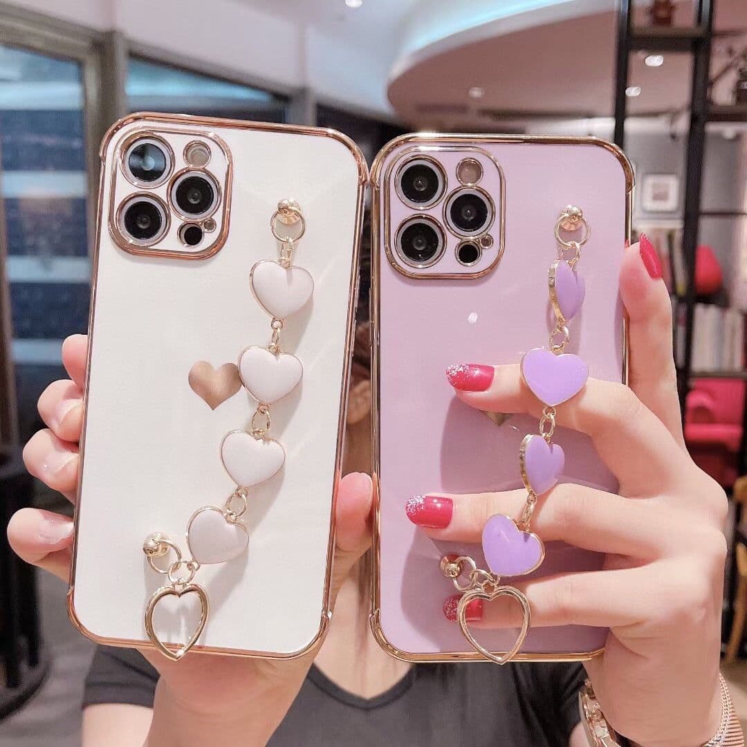 image-Suitable for iphone7plus apple xs mobile phone shell 13pro protective shell XR electroplating love wristband 12promax