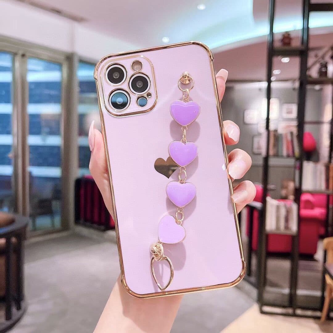 image-Suitable for iphone7plus apple xs mobile phone shell 13pro protective shell XR electroplating love wristband 12promax