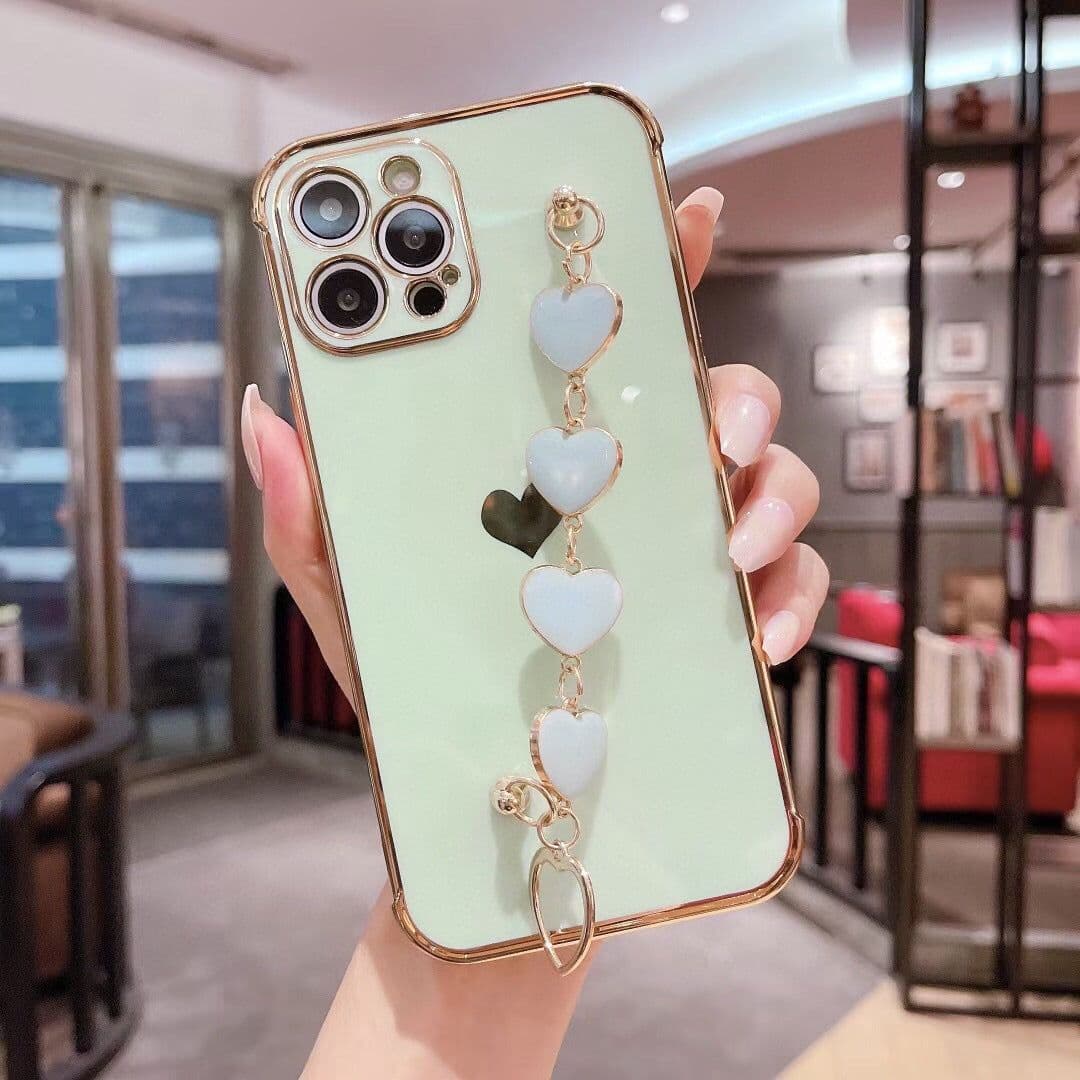 image-Suitable for iphone7plus apple xs mobile phone shell 13pro protective shell XR electroplating love wristband 12promax
