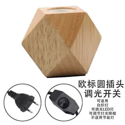 image-Diamond table lamp E27 screw wood lamp holder solid wood flat plug round plug British three-pin plug wooden table lamp
