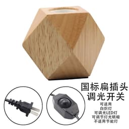 image-Diamond table lamp E27 screw wood lamp holder solid wood flat plug round plug British three-pin plug wooden table lamp