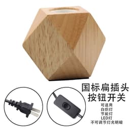 image-Diamond table lamp E27 screw wood lamp holder solid wood flat plug round plug British three-pin plug wooden table lamp
